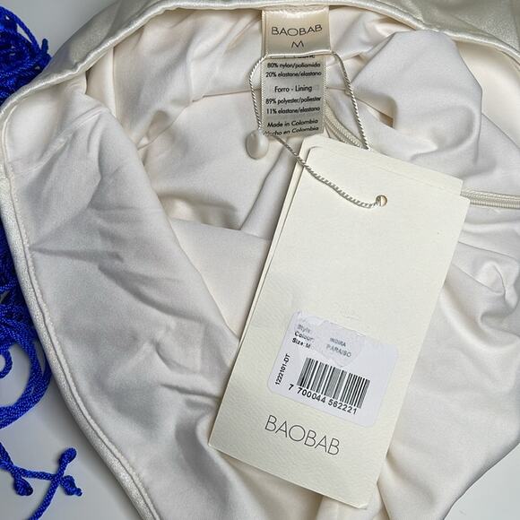 BAOBAB Indira Strapless Crochet Paraiso Blue Jumpsuit Size Medium - Picture 12 of 13